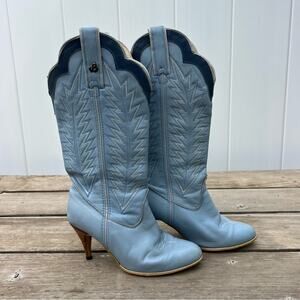 Vintage Jeenz Bootz Stiletto Heel Blue Cowgirl Western Boots 6 1/2 M